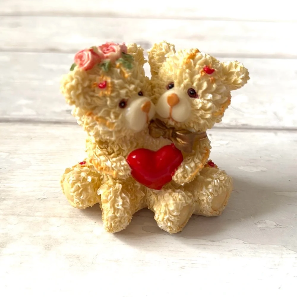 Valentine’s Day Mini Figures Bears Holding Red Heart Vday Decor Gifts 3in x 3in